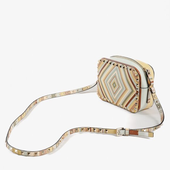 Valentino 1975 Multicolor Vitello Rockstud Native Couture Camera Printed Crossbo - Picture 6 of 12
